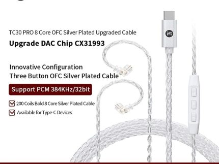 JCALLY TC30 PRO TYPEC Digital Audio CX31993 Silver-Plated Headphone Upgrade Line